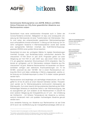 High potential of CO2-free commercial waste heat from data centers (German paper)