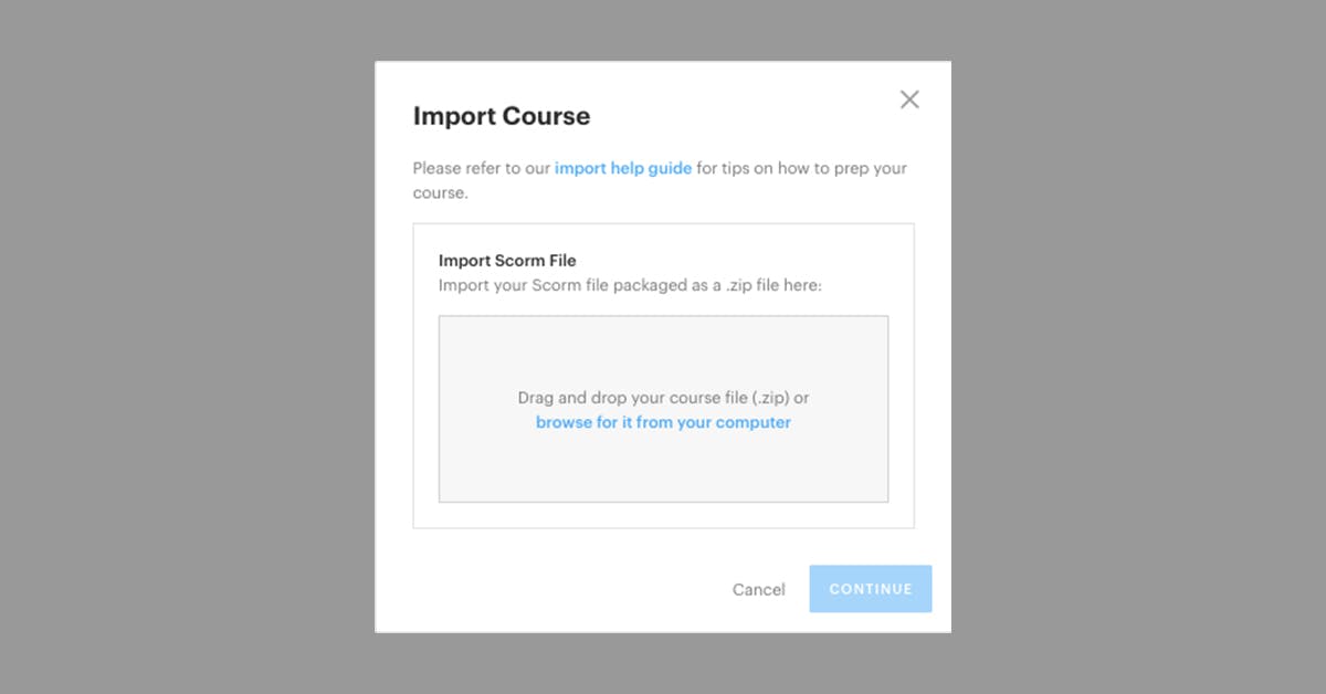It's simple to upload your existing Scorm 1.2 courses to the Seably platform.