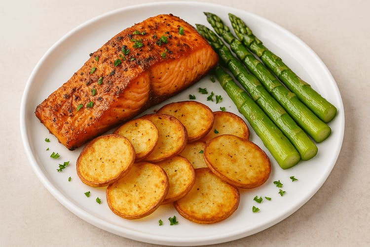 Air Fryer Salmon & Crispy Potatoes (5-Ingredient Weeknight Dinner)