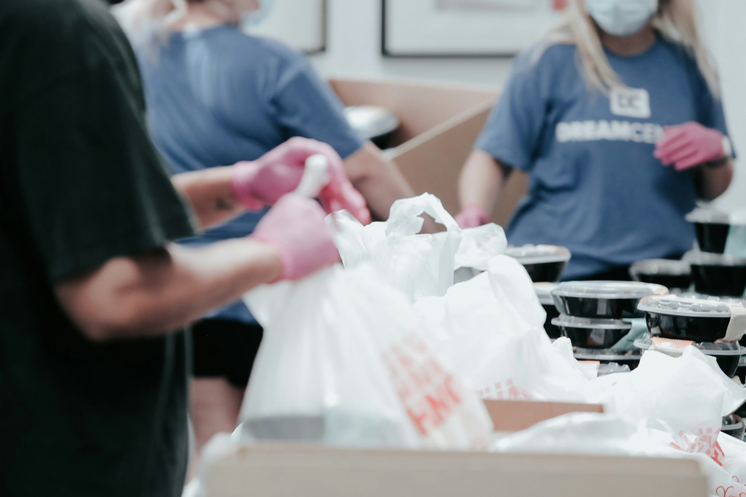 charity workers preparing meals