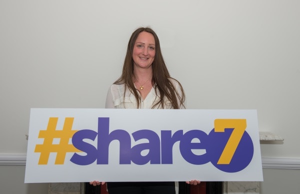 Becky unveiling the #share7 charity initiative