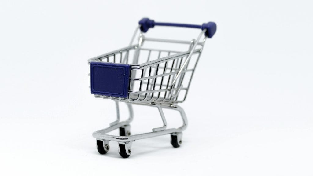 Grey Steel Shopping Cart