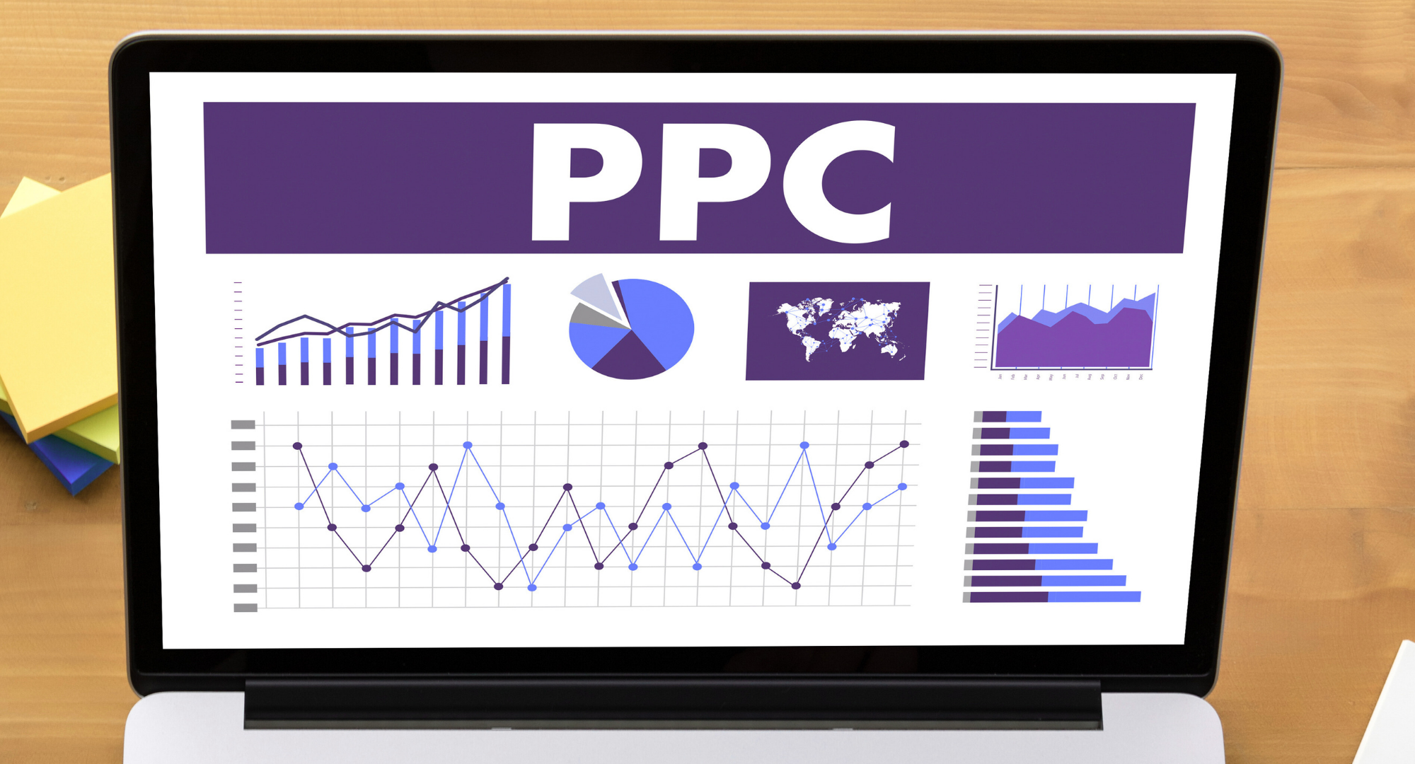 ppc data graphs on a laptop screen
