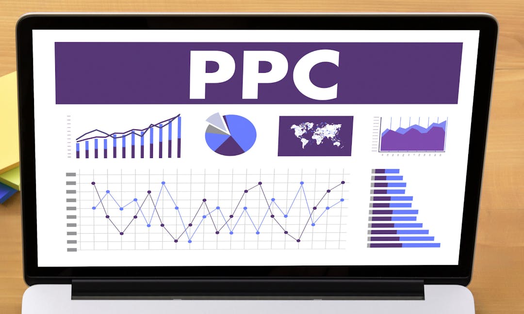 ppc data graphs on a laptop screen