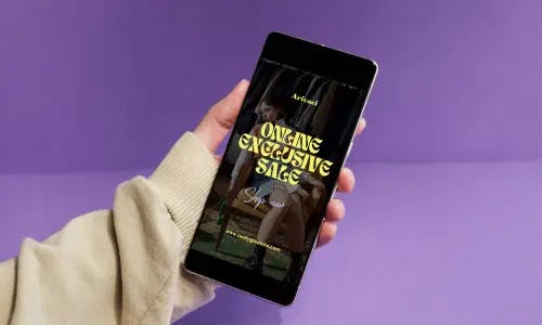 meta ad creative on purple background