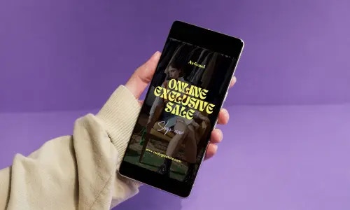 meta ad creative on purple background