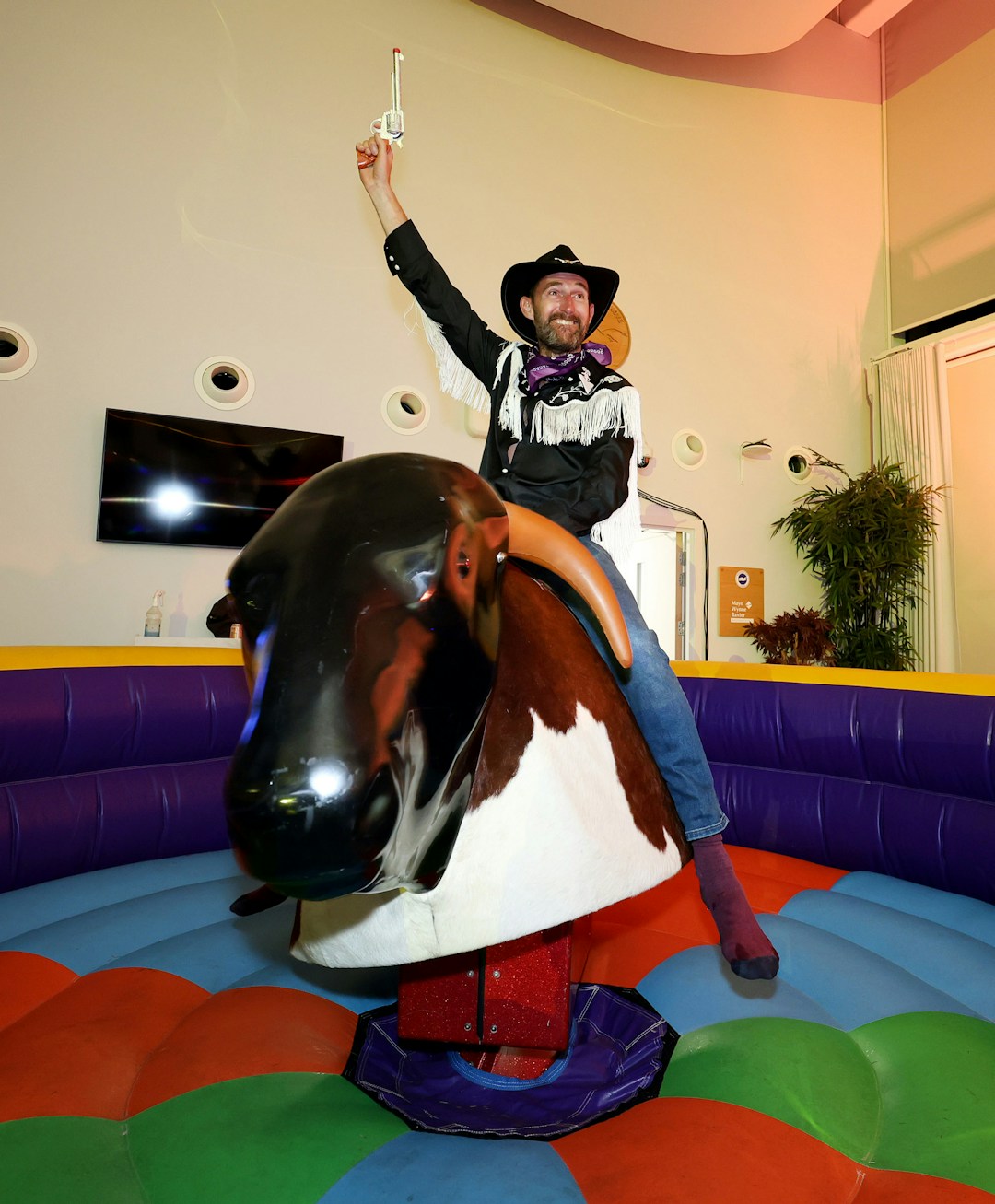Gavin Willis Rides Rodeo Bull at The Search Seven Saloon