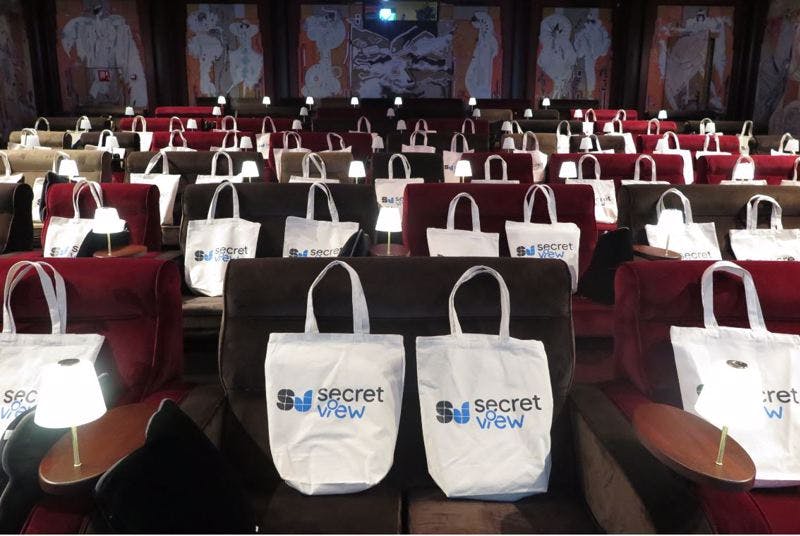 Secret View bags on chairs in Pathé cinemas