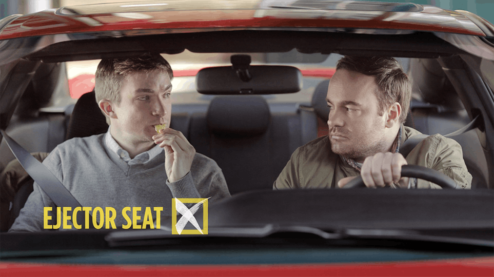 Two men sitting in a car in a commercial for Honda edited by Will Cyr.