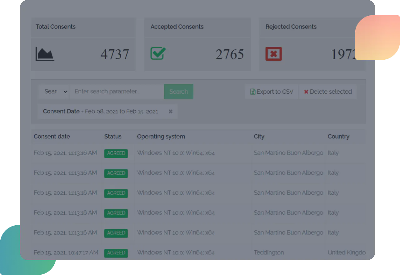 logs and consents dashboard secure privacy