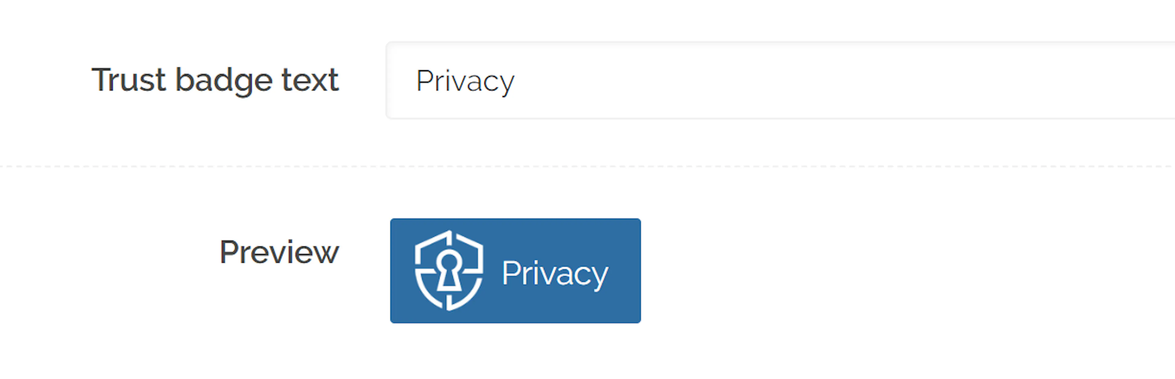 trust badge setting