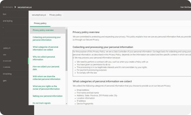 privacy policy generator dashboard