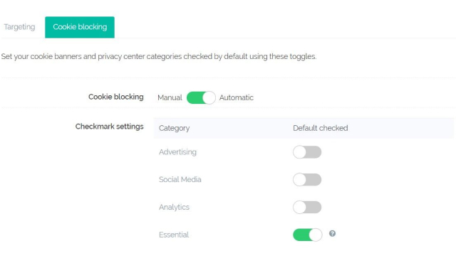 Automated Cookie Blocking feature