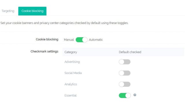 Automated Cookie Blocking feature