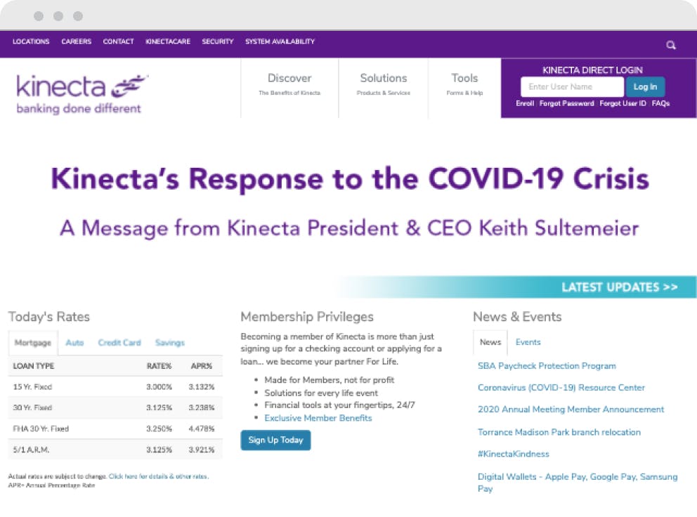 Kinecta Bank website