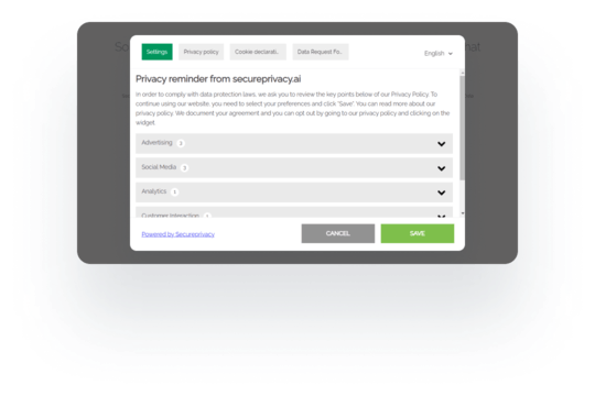 Preference Center dashboard