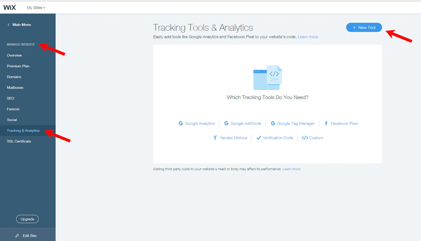 wix dashboard