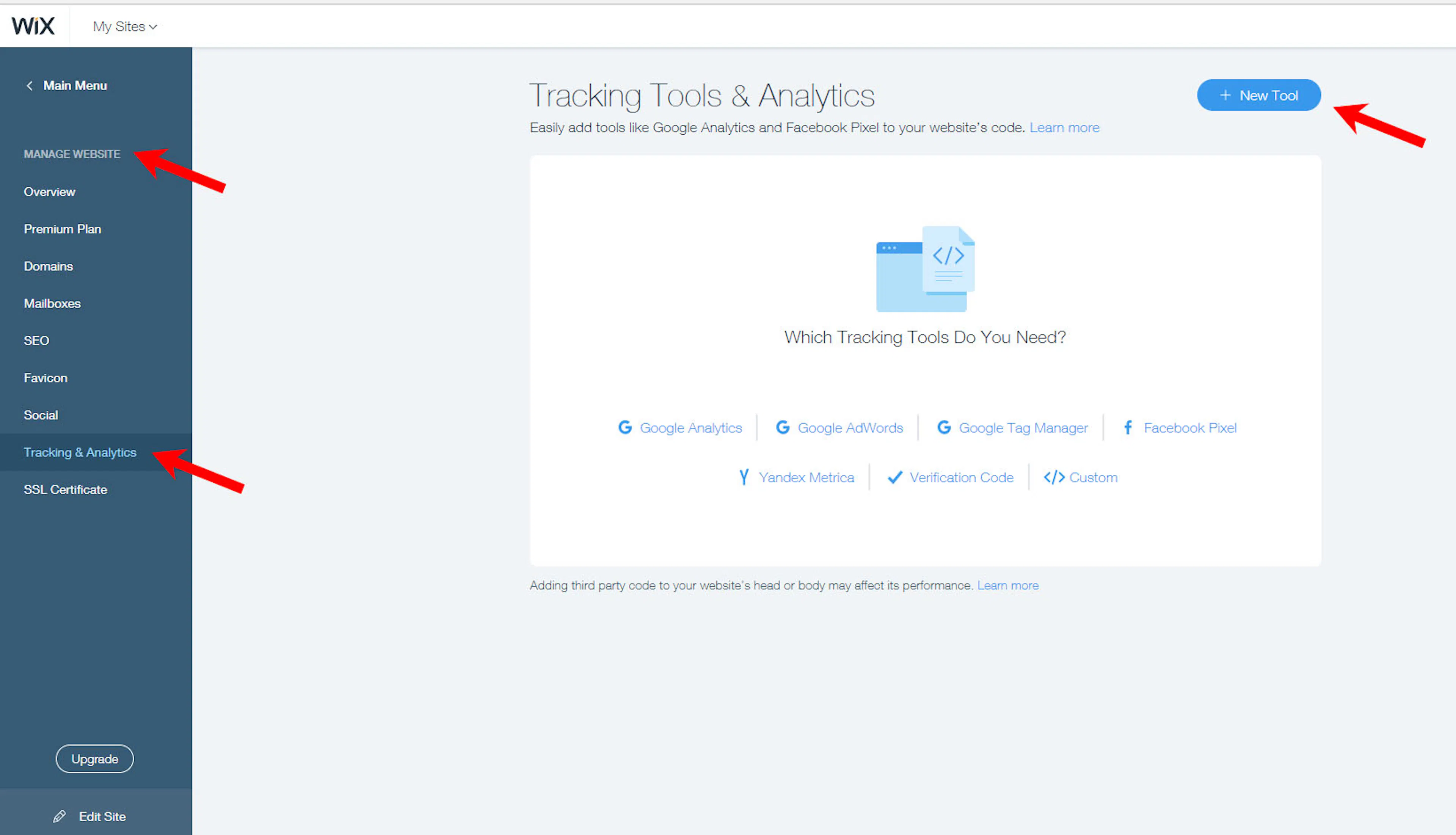 wix dashboard