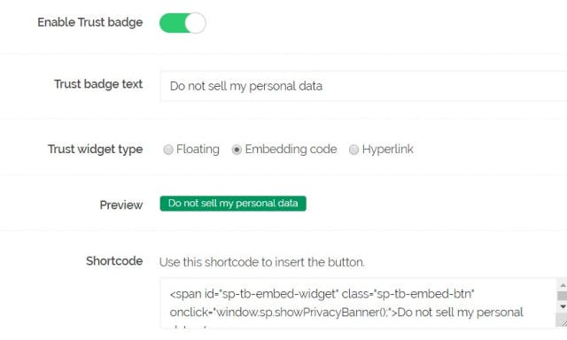 Do Not Sell Link and buttons