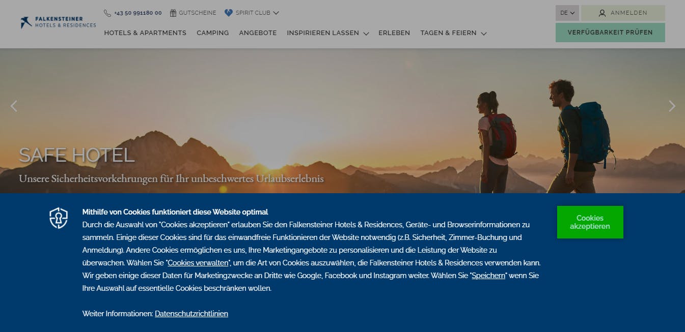 Falkensteiner Hotels website