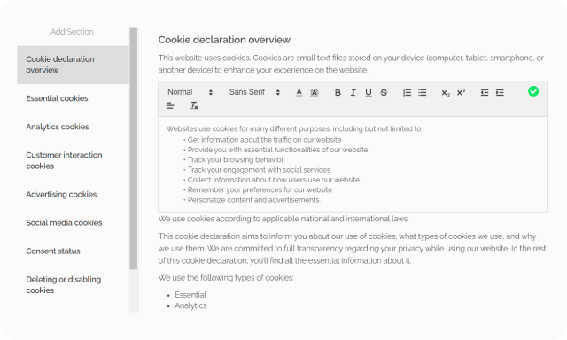 privacy policy generator dashboard