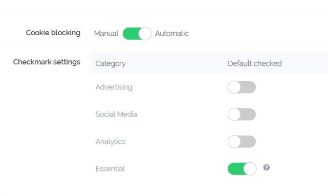 Automated Cookie Blocking feature