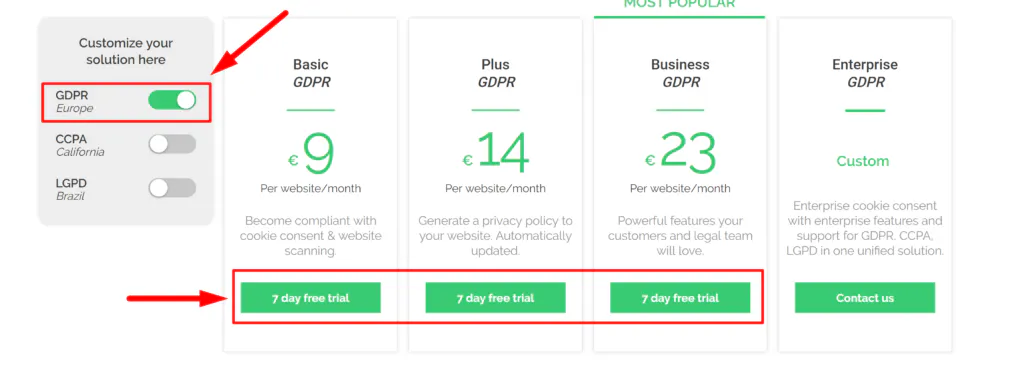secure privacy gdpr pricing