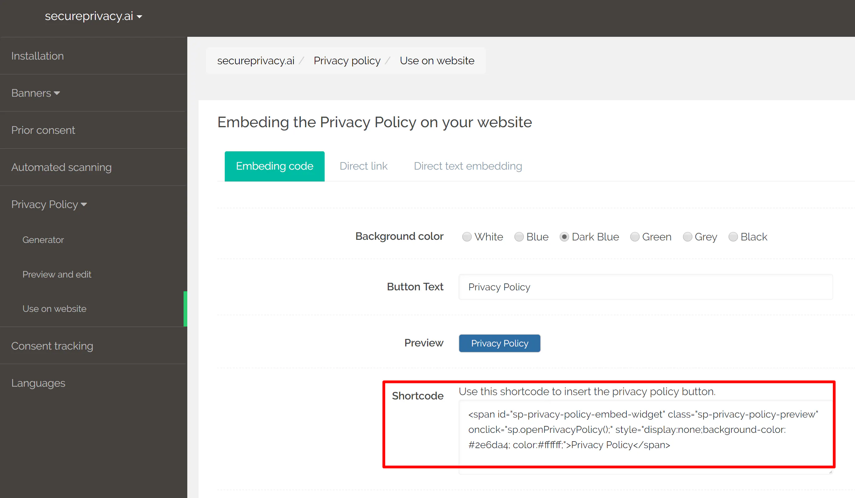 privacy code