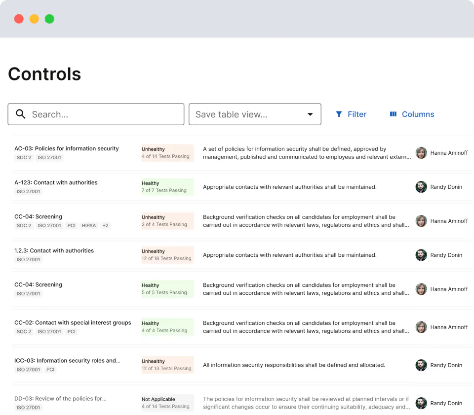 Client Specific Controls Controls