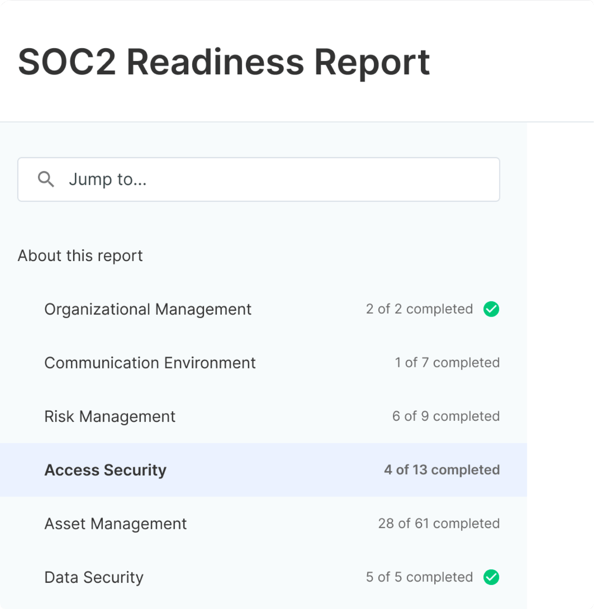 User viewing SOC 2 readiness report in Secureframe app