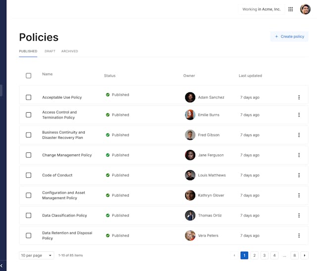 Enterprise Policy Management | Secureframe
