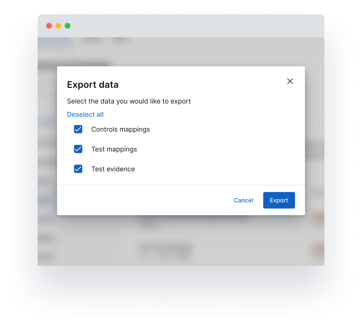 Export data window