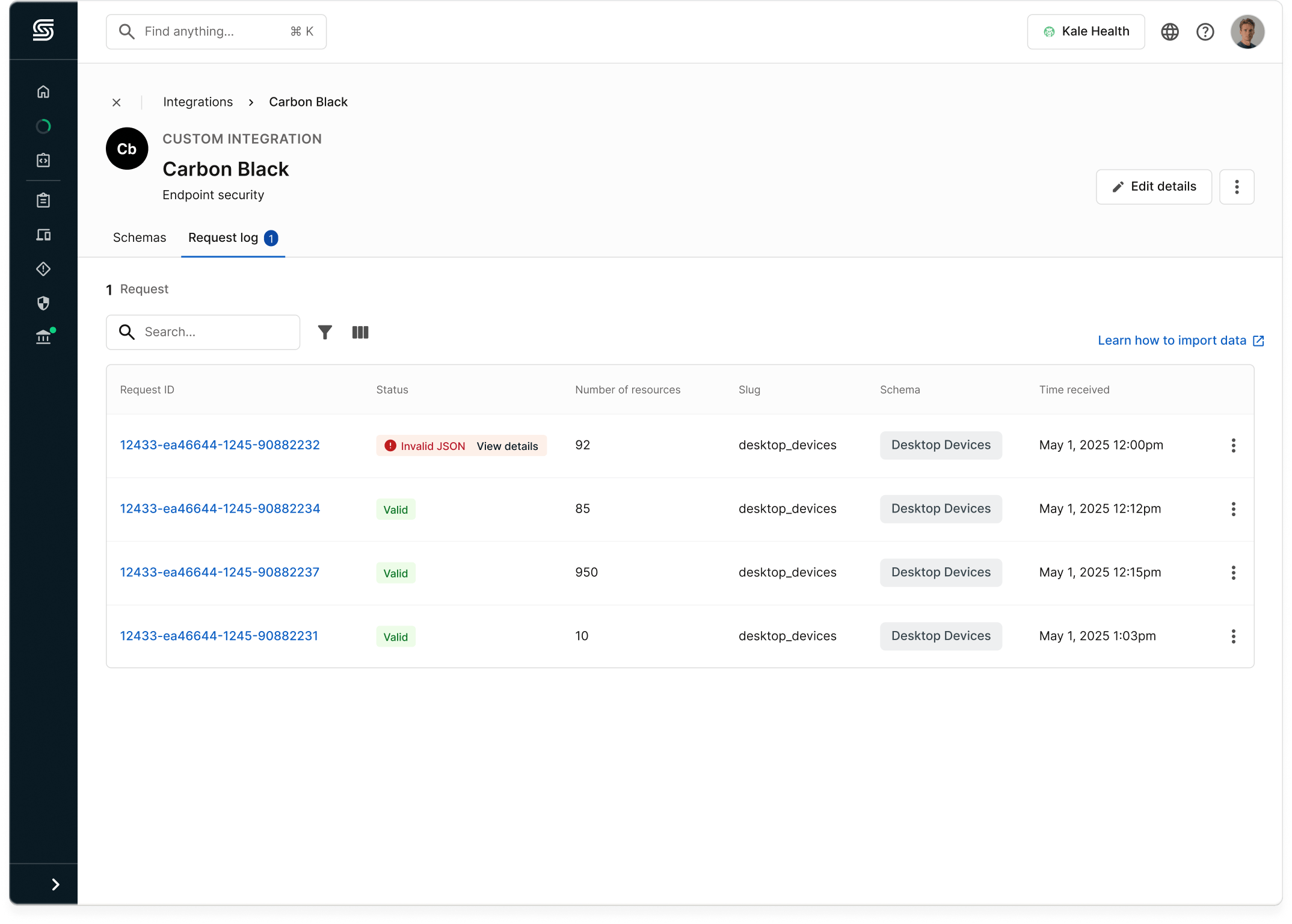 feature-image showing Carbon Black's integration Request Log in-product