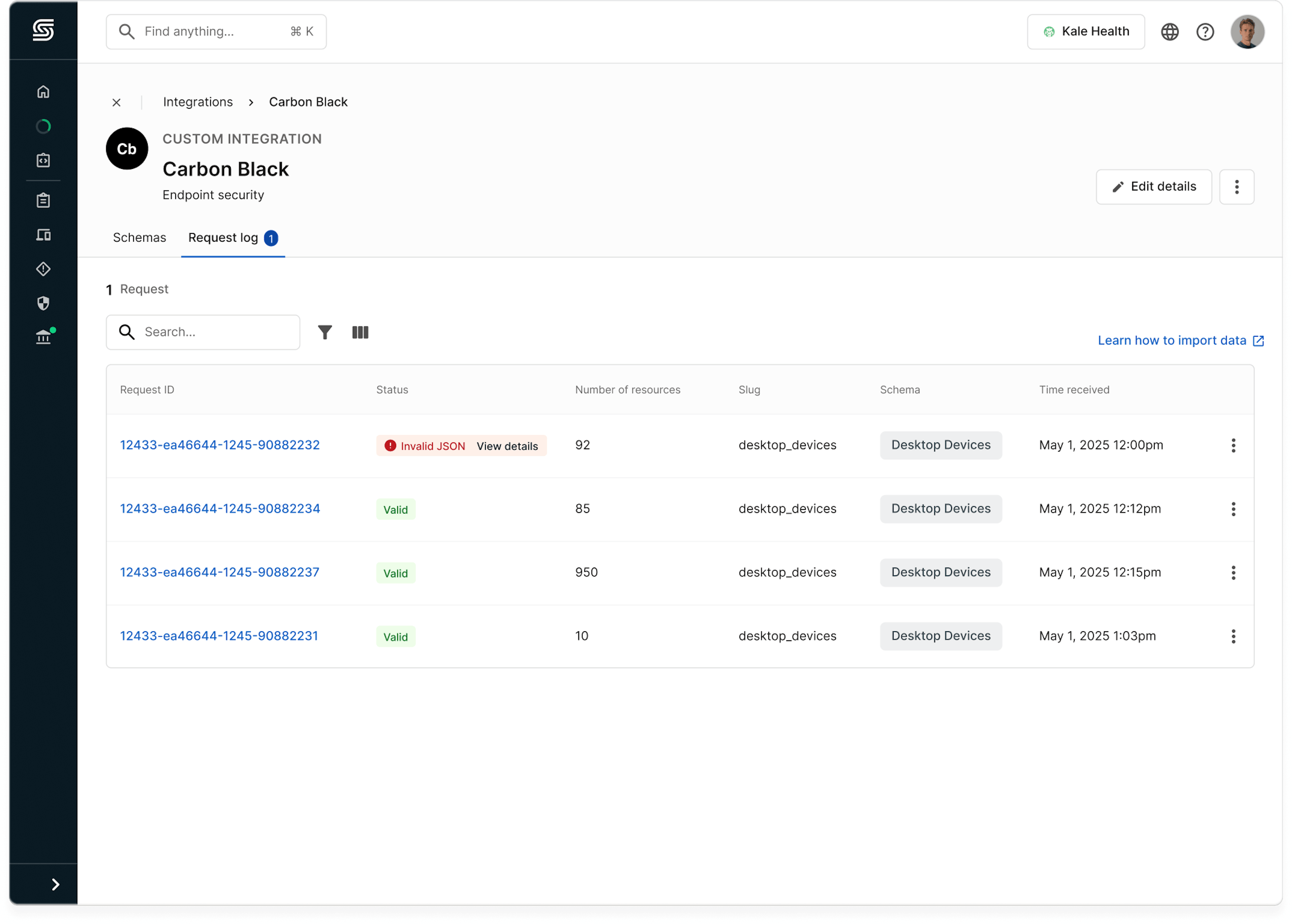 feature-image showing Carbon Black's integration Request Log in-product