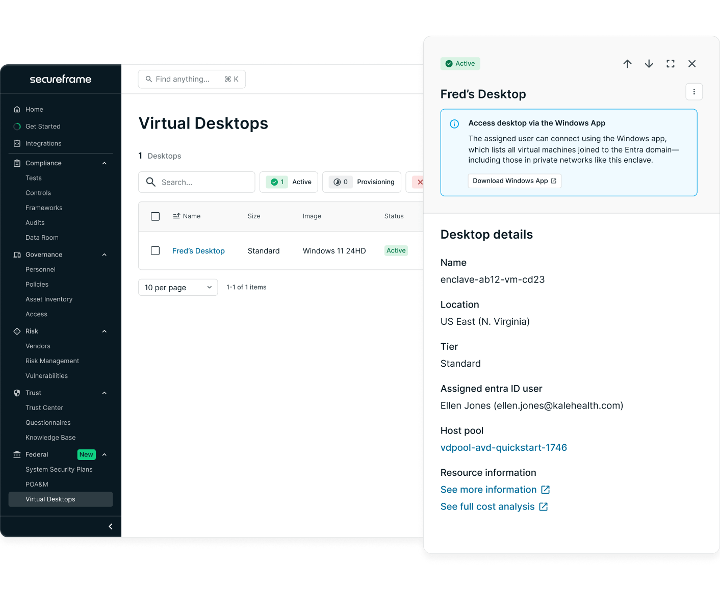 Product shot of Virtual Desktops, showing an environment