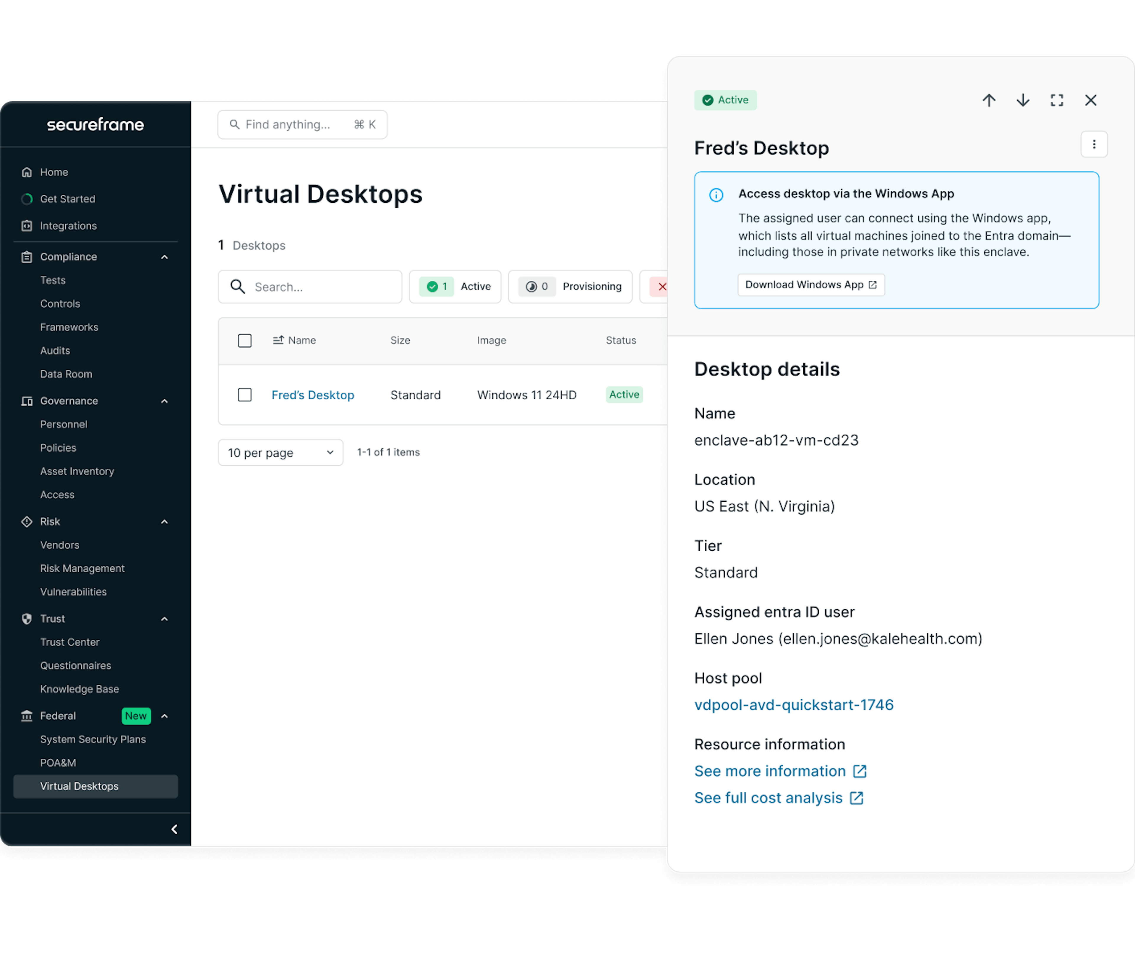 Product shot of Virtual Desktops, showing an environment
