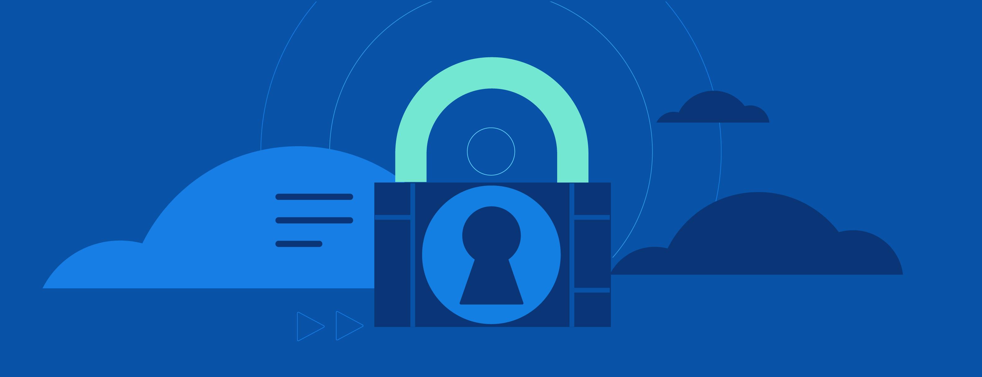Schloss vor blauem Himmel, das die Sicherheit von Cloud-Daten darstellt