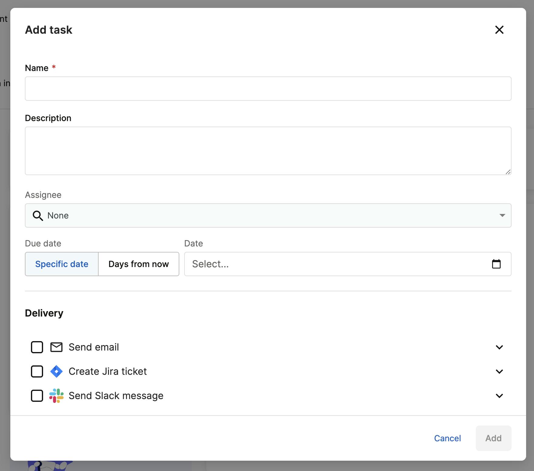 creating a risk management task in the Secureframe platform 