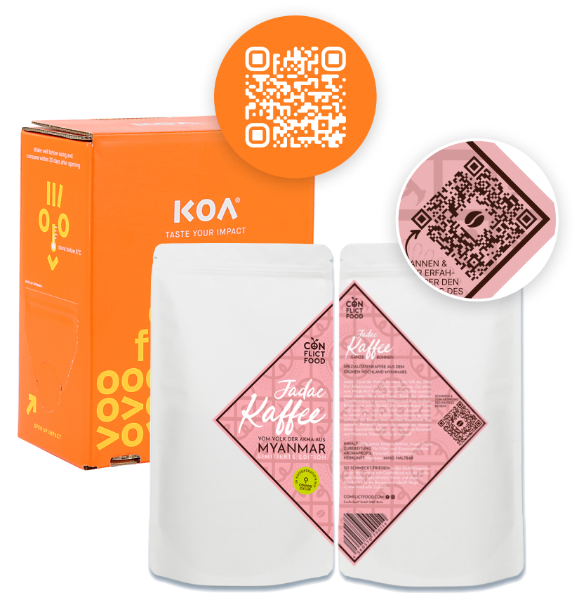 KOA packaging with QR codes