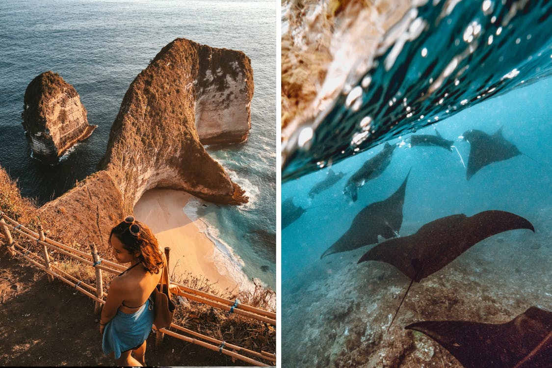 Come to Nusa Penida to see gorgeous viewpoints made popular by IG and swim / dive with Manta Rays.