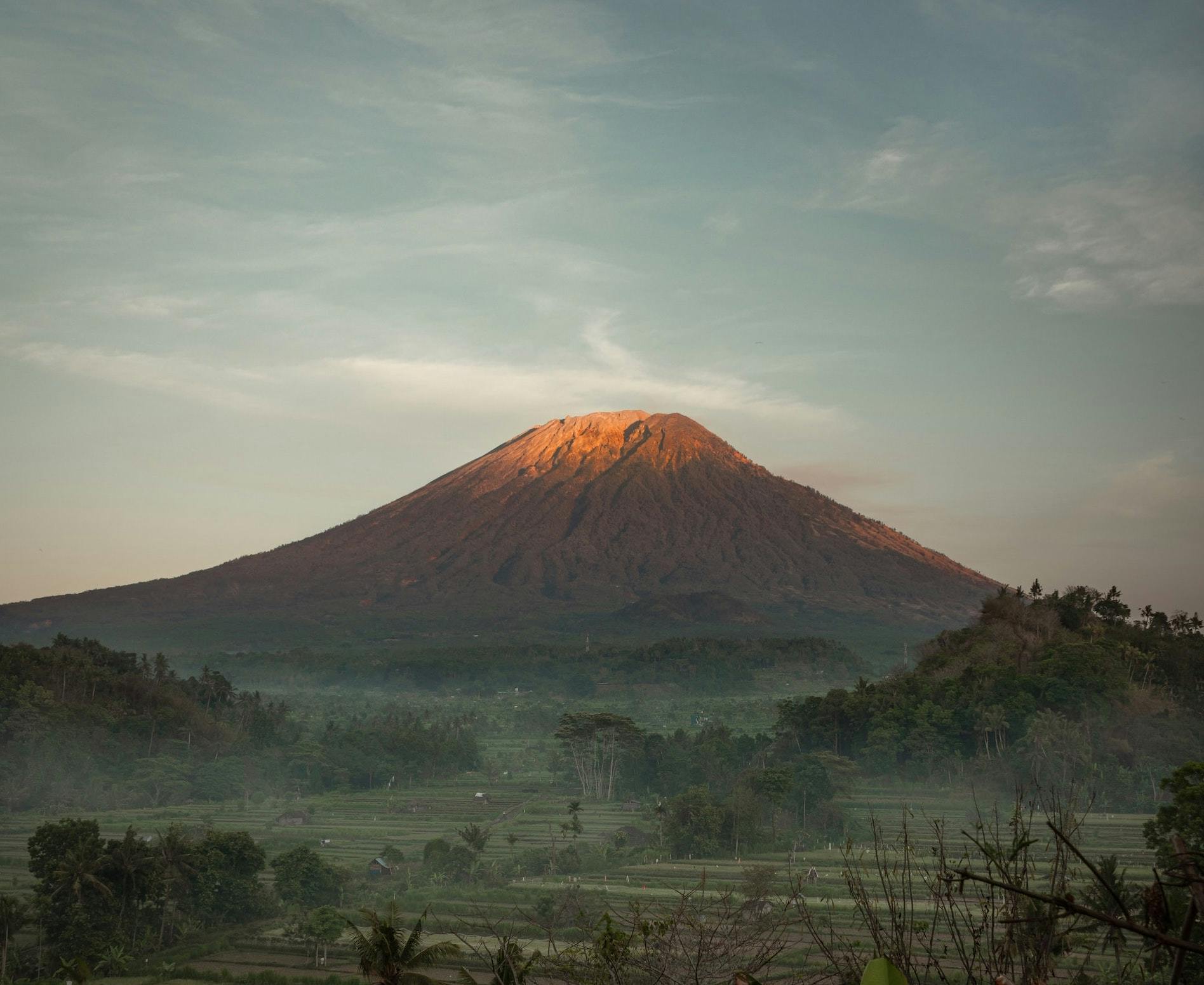 Majestic and sacred Mount Agung, one of the most important volcanoes to the local people 
