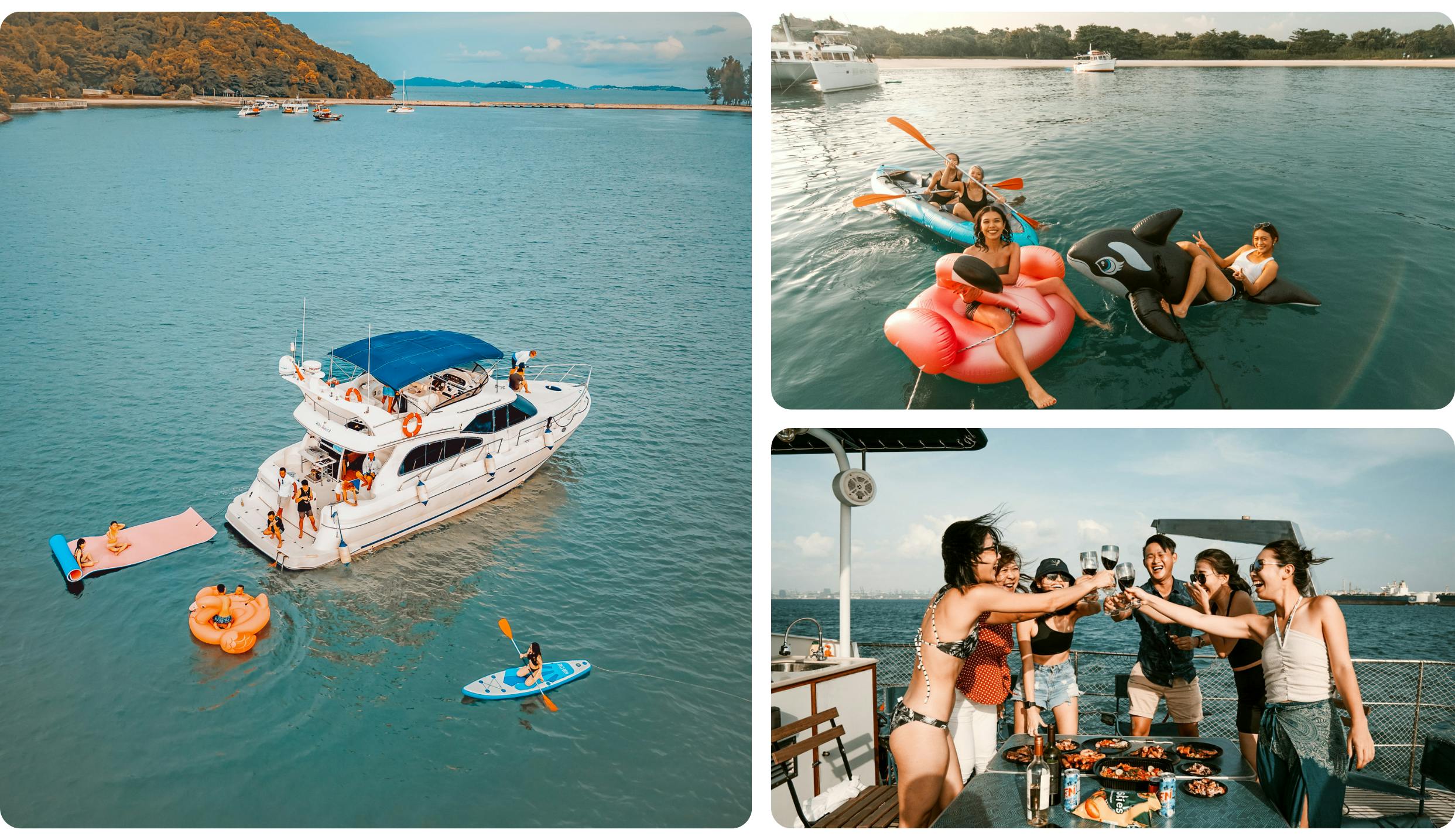 Go on a yacht to enjoy a day out on the water with BBQ and water activities!