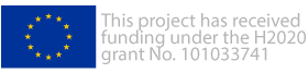 European Union Flag with text on the right that says This project has received funding under the H2020 grant No. 101033741