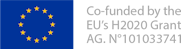 European Union Flag with text on the right that says co-funded by the H2020 of the European Union Grant AG. No. 101033741