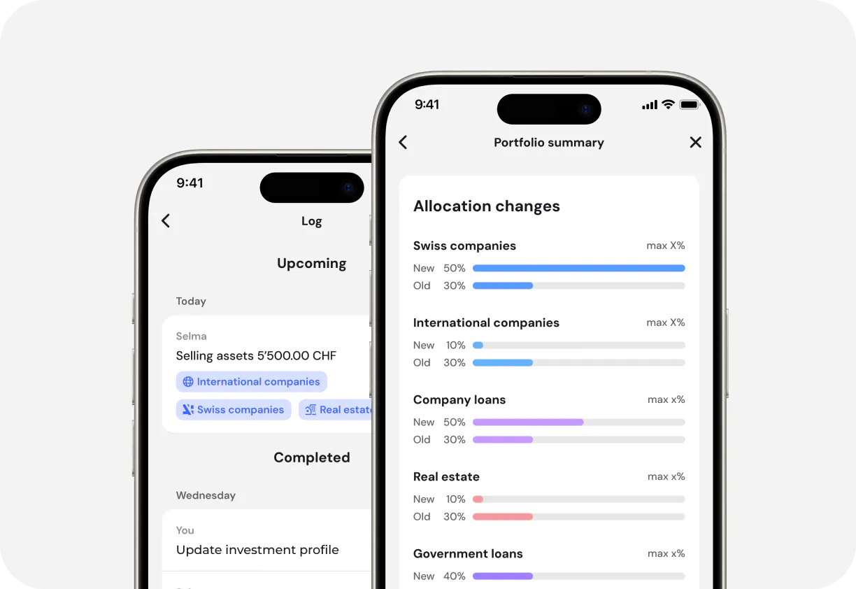 Mobile Ansicht von Zuweisungsänderungen