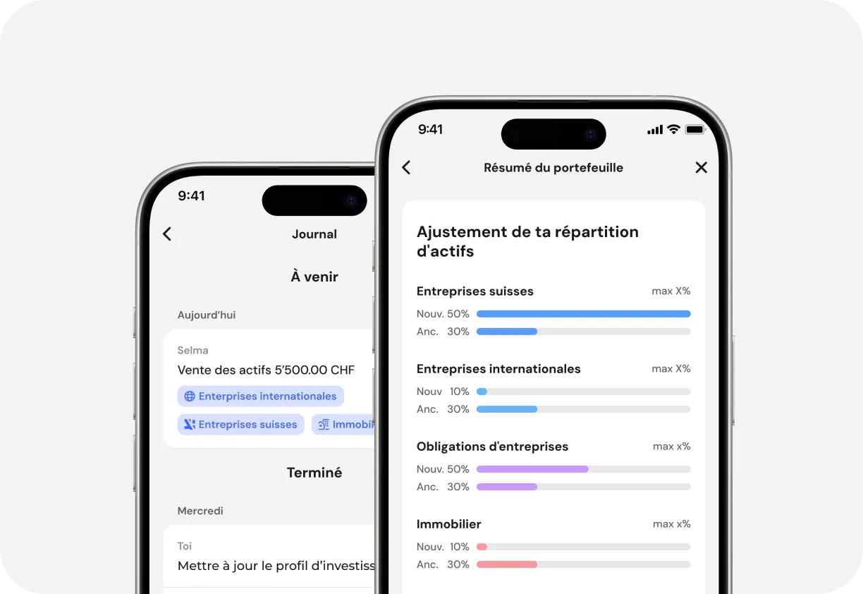 Vue mobile des changements d'allocation