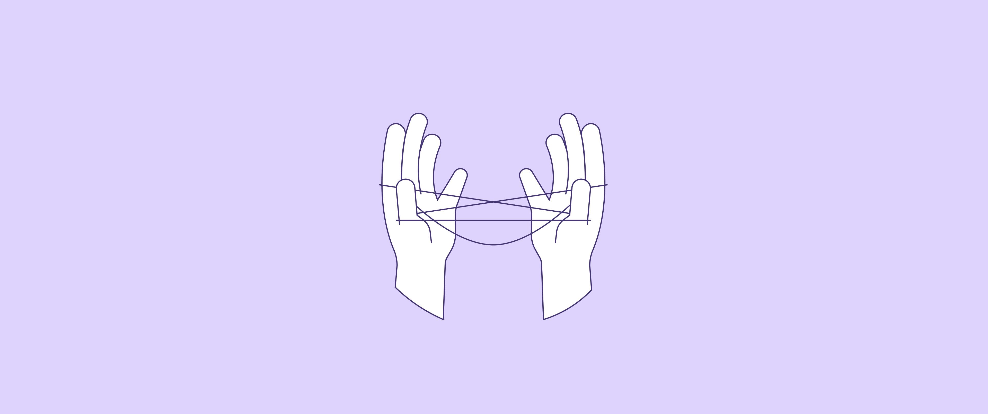 Illustration of hands playing with strings