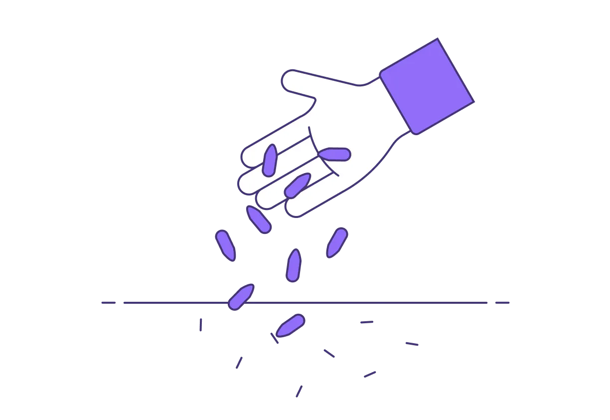 Illustration of a hand planting seeds