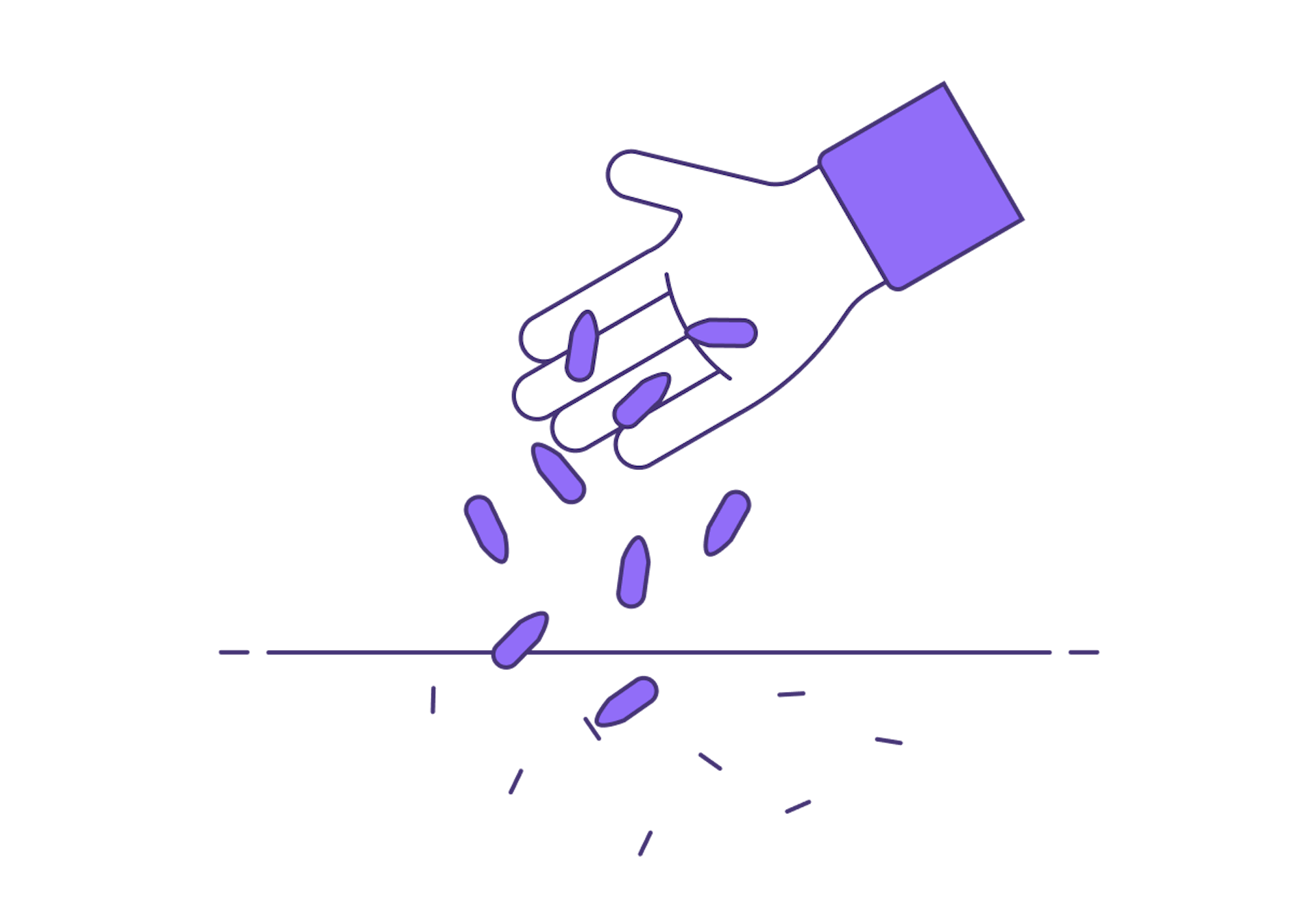 Illustration of a hand planting seeds