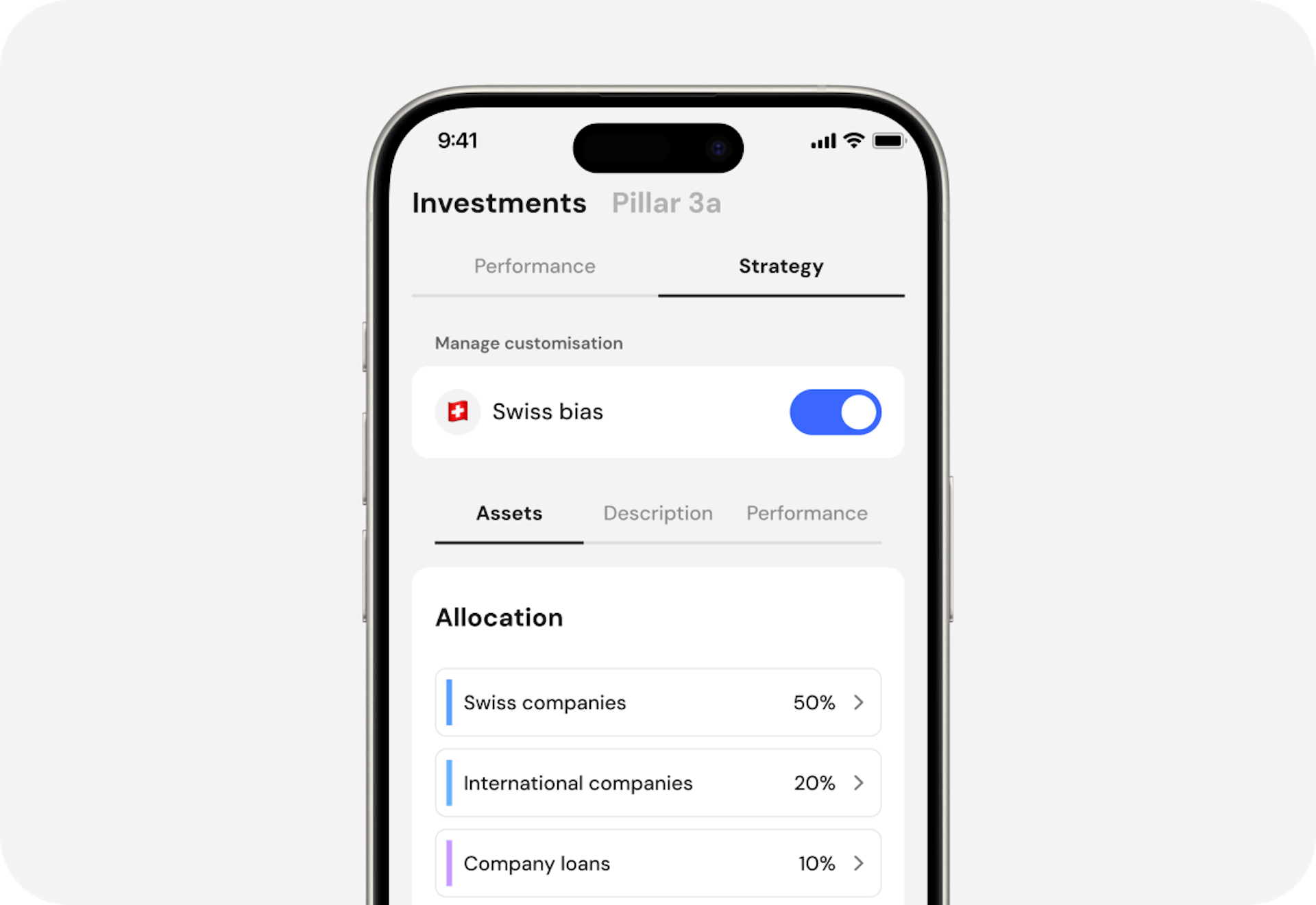 Mobile view of the Swiss bias customisation turned on